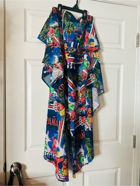ASOS Tropical Vacation Print Strapless Jumpsuit- Vibrant Multi